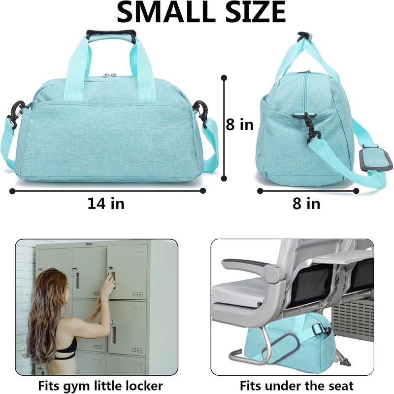 Ineetatu 14 inch Small Gym Bag for Women & Men, Mini Duffel Bag for Travel Sports Lightweight Carry On Bag (Light Green) - Image 3